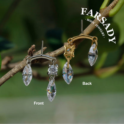 Marquise Twin - 925 Silver Threadless Stud / Fits Vertical Helix Hidden Rook Earring