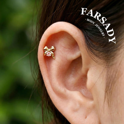Glow Ribbon - F136 Titanium Internally Threaded Stud / Fits Cartilage Helix Tragus Lobe Nostril Piercing