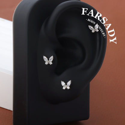 Winglet Spark - F136 Titanium Internally Threaded Stud / Fits Cartilage Helix Tragus Lobe Nostril Piercing