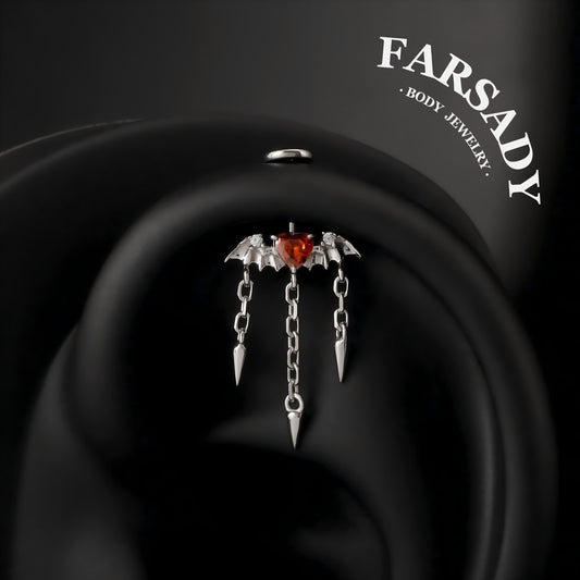Crimson Wraith - 925 Silver Threadless Stud