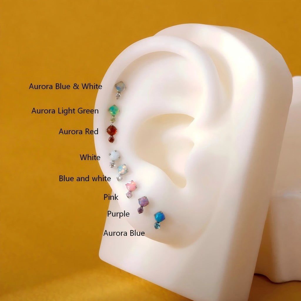 Orbis Opalis - F136 Titanium Colorful Opal Replacement Tops / Fits Internal Thread Ear Studs