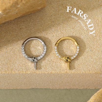 Gilded Serpent - ASTM F136 Titanium Hinged Clicker Hoop / Fits 16G Septum Ring Helix Conch Cartilage Earring