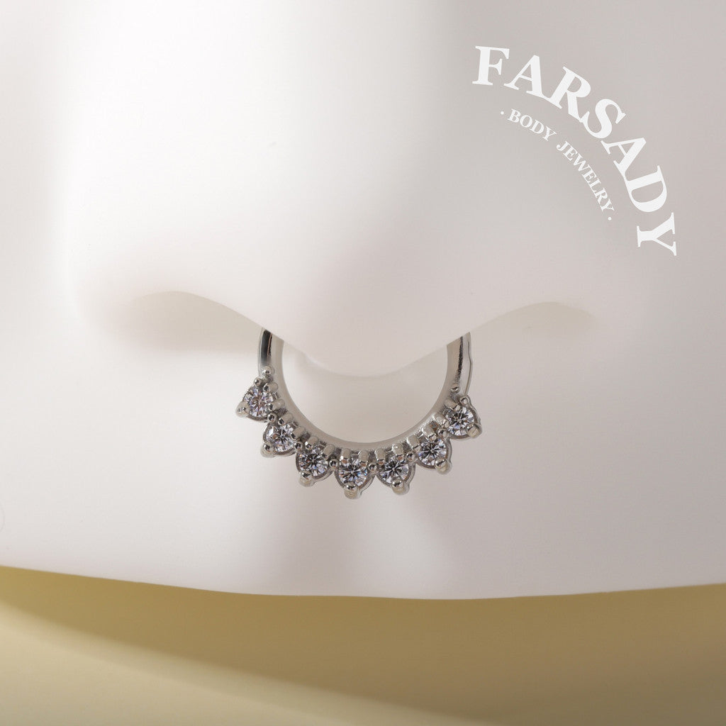 Petal Fringe - CZ Hinged Clicker Hoop / Fits 16G Septum Ring Helix Conch Cartilage Earring
