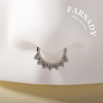 Petal Fringe - CZ Hinged Clicker Hoop / Fits 16G Septum Ring Helix Conch Cartilage Earring