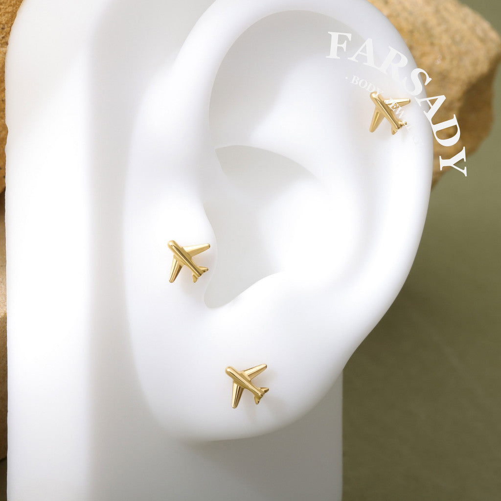 Sky Drift - F136 Titanium Internally Threaded Stud / Fits Cartilage Helix Tragus Lobe Nostril Piercing