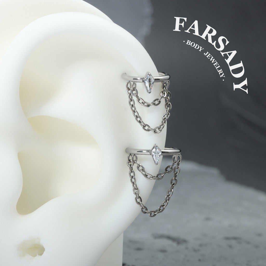 Draped Chain - ASTM F136 Titanium Hinged Clicker Hoop / Fits 16G Helix Conch Cartilage Earring