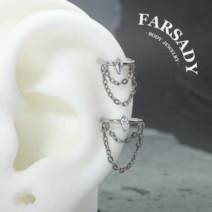Draped Chain - ASTM F136 Titanium Hinged Clicker Hoop / Fits 16G Helix Conch Cartilage Earring