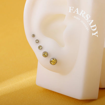 Chroma Gradia - F136 Titanium Colorful CZ Replacement Tops / Fits Internal Thread Ear Studs