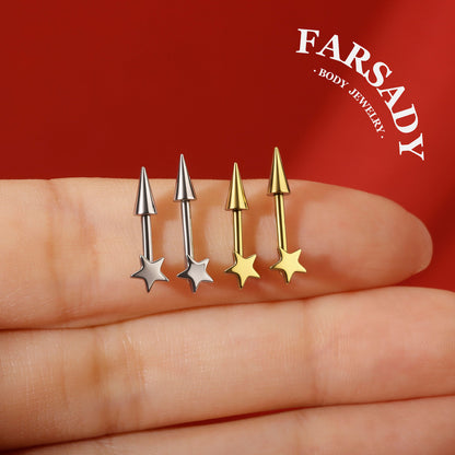 Star Spike - F136 Titanium Internally Threaded Stud / Fits Vertical Helix Hidden Rook Earring