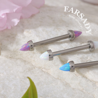 Opal Spike Bolt - F136 Titanium Internally Threaded Straight Barbell / Fits 16G Nose Bridge Chest Piercing