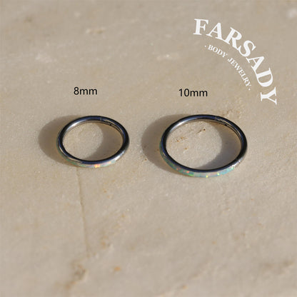 Opal Veil - Hinged Clicker Hoop / Fits 20G Nose Ring Helix Conch Cartilage Earring