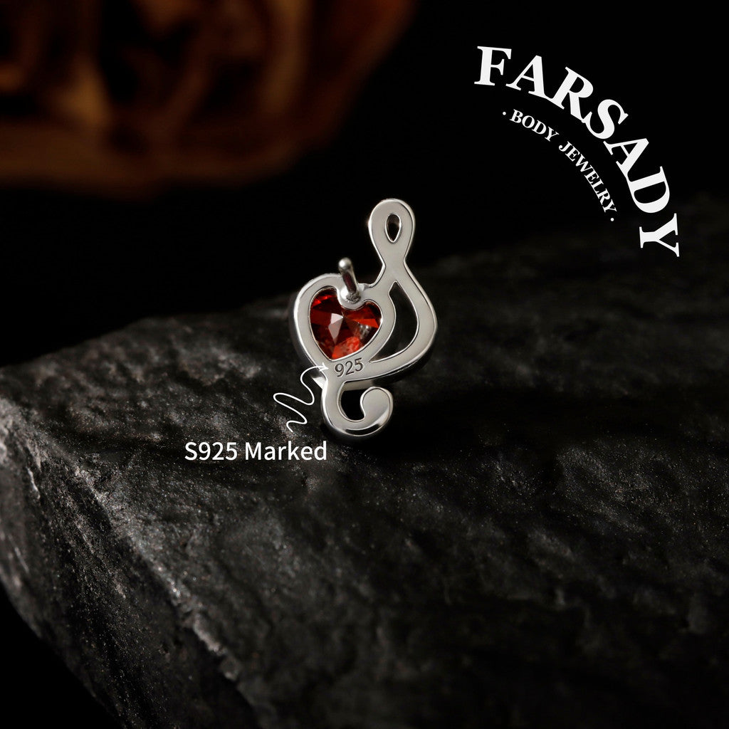 Crimson Clef - 925 Silver Threadless Stud / Fits Cartilage Helix Tragus Lobe Nostril Piercing