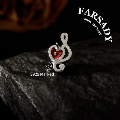 Crimson Clef - 925 Silver Threadless Stud / Fits Cartilage Helix Tragus Lobe Nostril Piercing