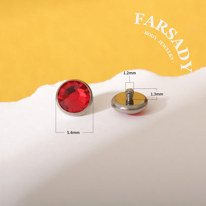 Opal Chroma - F136 Titanium Colorful CZ Replacement Tops / Fits 14G Internal Thread Belly Button Ring