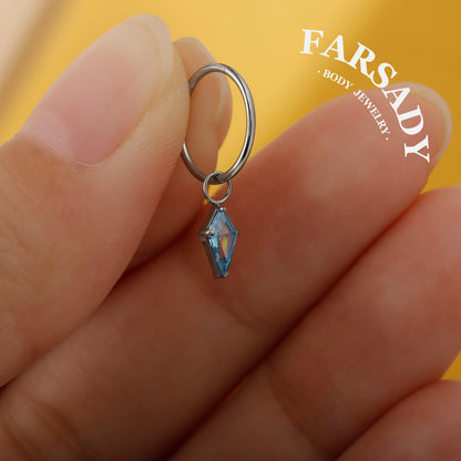 Arrow Prism - F136 Titanium Colorful CZ Dangle Charm / Interchangeable Hoop Earring Pendant for Helix Daith Cartilage Piercing