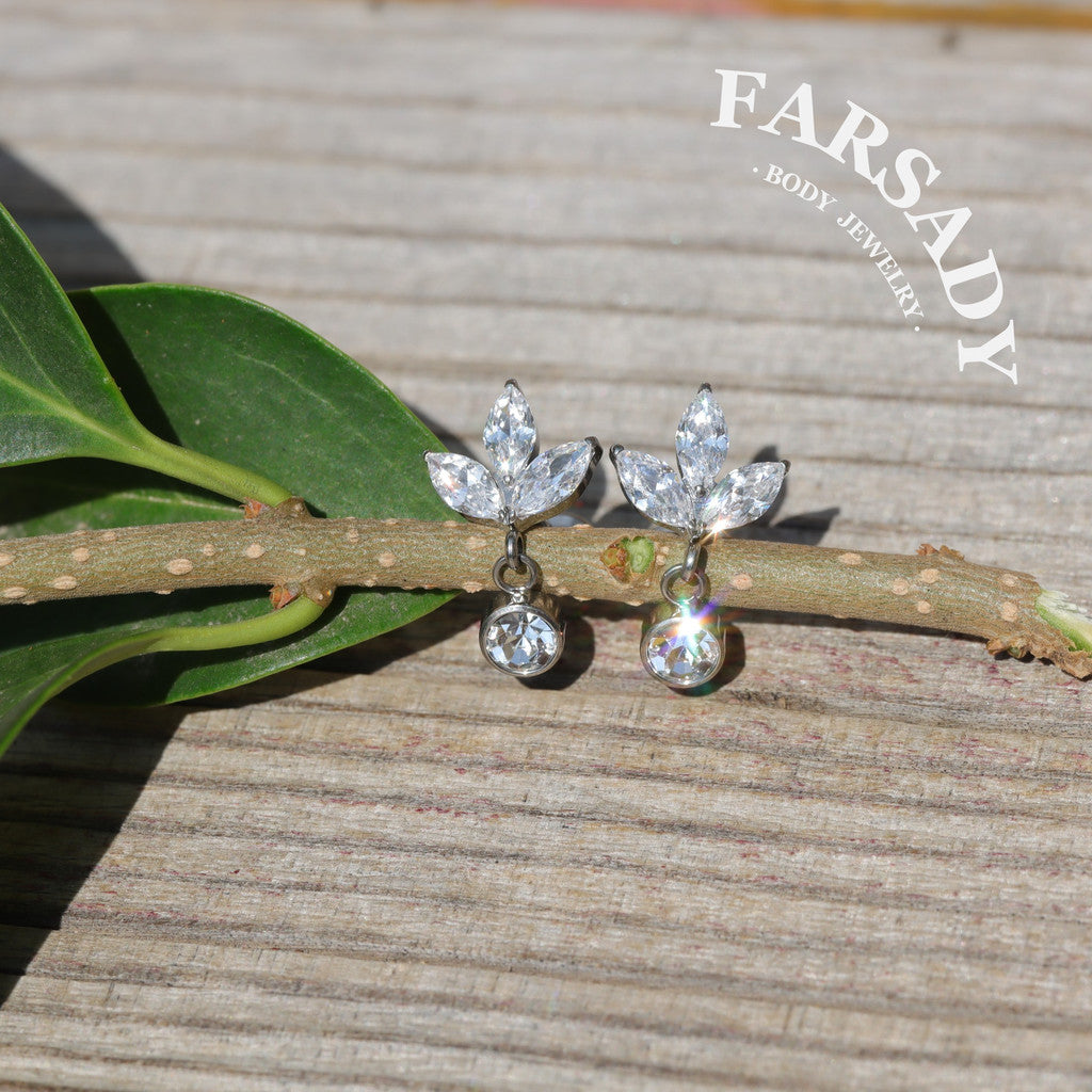 Leaf Whisper - F136 Titanium Internally Threaded Stud / Fits Cartilage Helix Tragus Lobe Piercing
