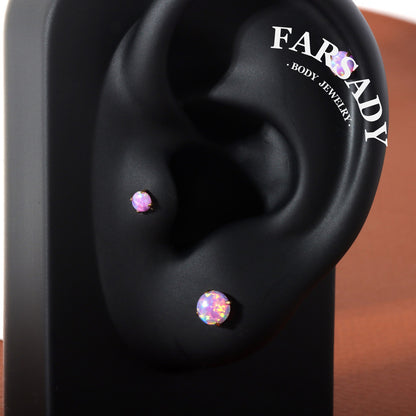 Opal Nebula - F136 Titanium Purple Opal Replacement Tops / Fits Threadless Ear Studs