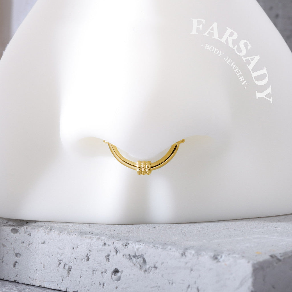 Knotted Golden Arc - 316L Fake Nose Ring C-Hoop Piercing / Fit Non-Pierced Septum Ring