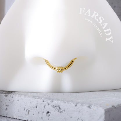 Knotted Golden Arc - 316L Fake Nose Ring C-Hoop Piercing / Fit Non-Pierced Septum Ring