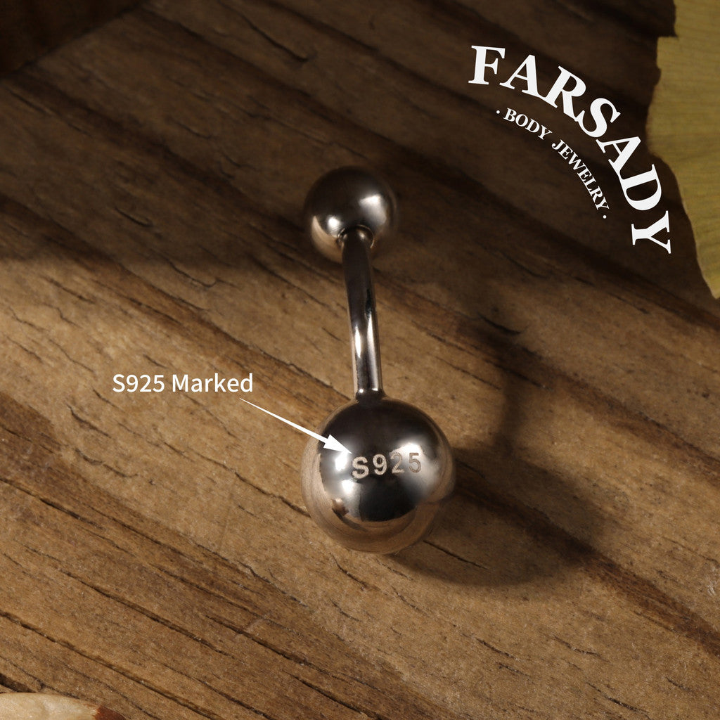 Dual Sphere - 925 Silver Belly Button Ring / Fits 14G Navel Piercing