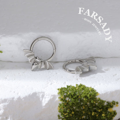 Bat Charm - F136 Titanium Hinged Clicker Hoop / Fits 16G Septum Ring Helix Conch Cartilage Earring