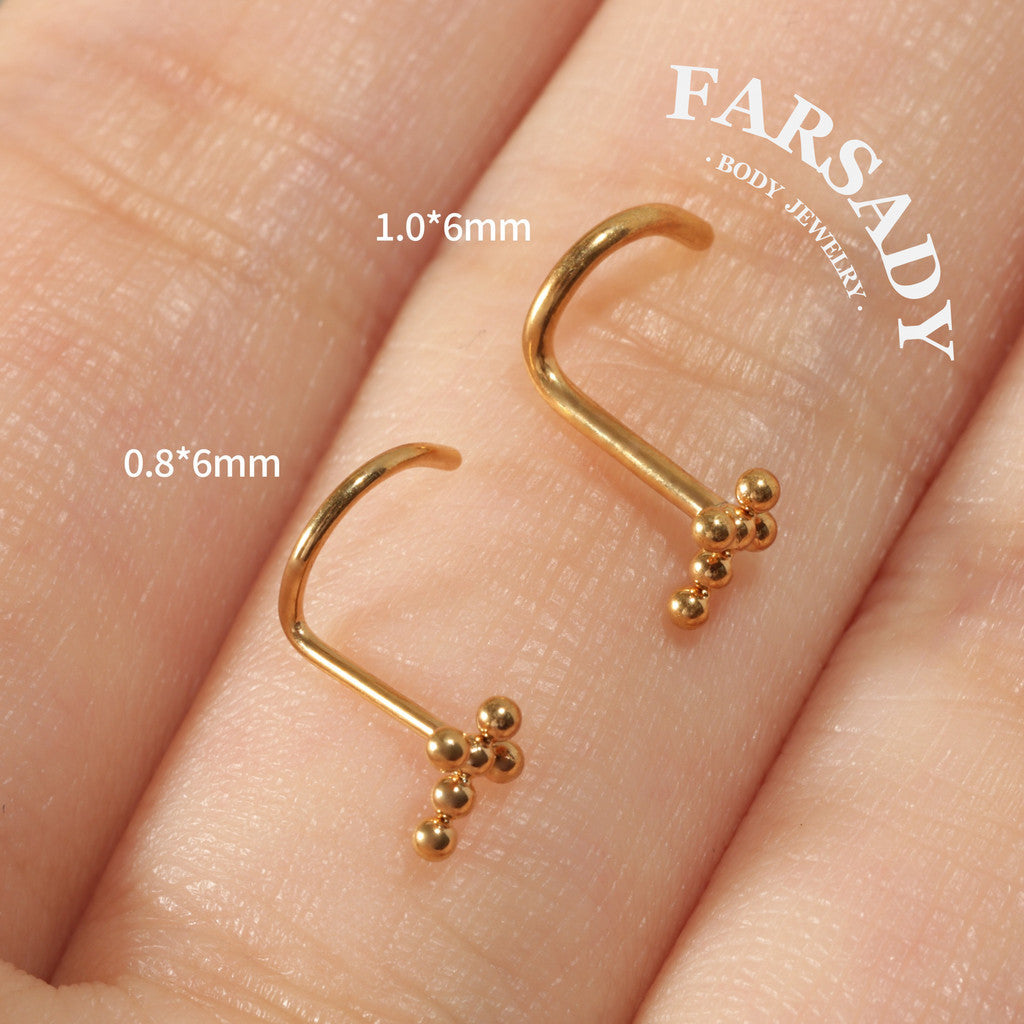 Sphere Cross  - F136 Titanium Screw End Stud / Fit 18G 20G Nose Ring