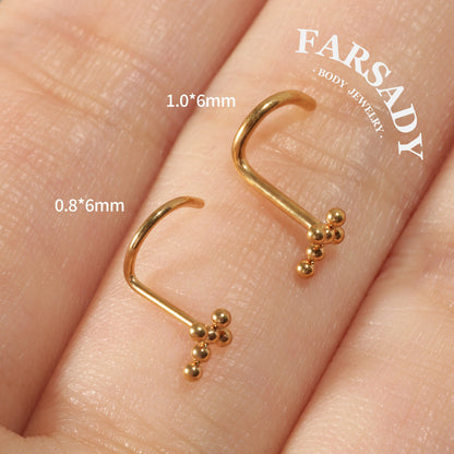 Sphere Cross  - F136 Titanium Screw End Stud / Fit 18G 20G Nose Ring