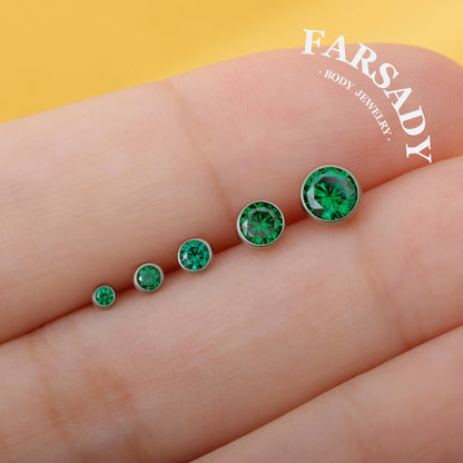 Gradient Color Zircon - F136 Titanium Colorful CZ Replacement Tops / Fits Threadless Ear Studs
