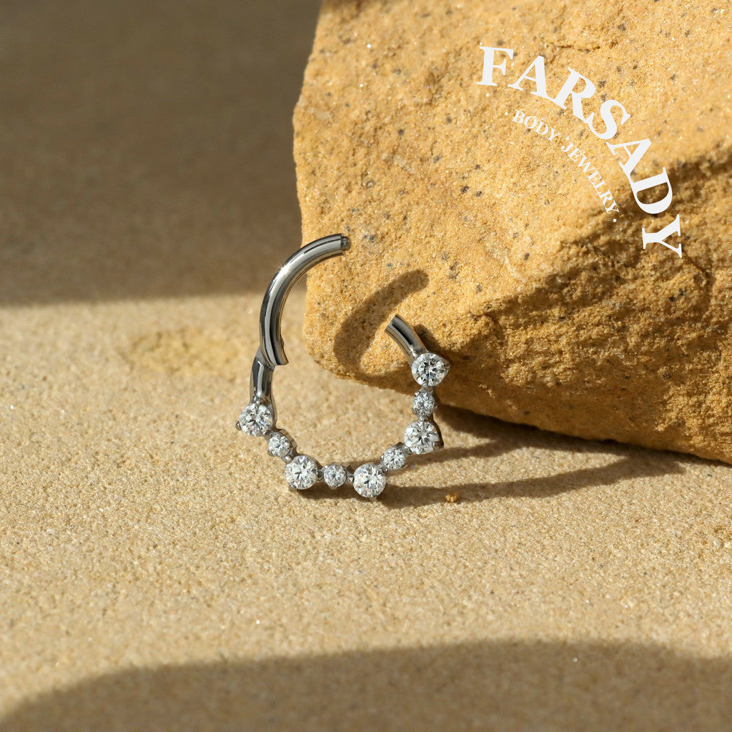 Stellar Wreath - F136 Titanium Hinged Clicker Hoop / Fits 16G Septum Ring Helix Conch Cartilage Earring