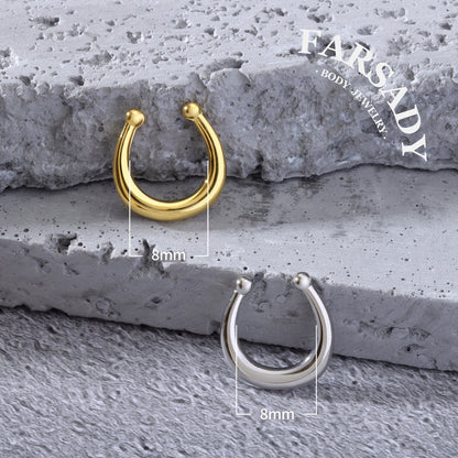 Minimal Unadorned Hoof - 316L Fake Nose Ring C-Hoop Piercing / Fit Non-Pierced Septum Ring