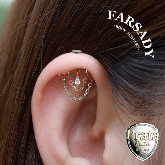 Dew Shackle - 925 Silver Threadless Stud