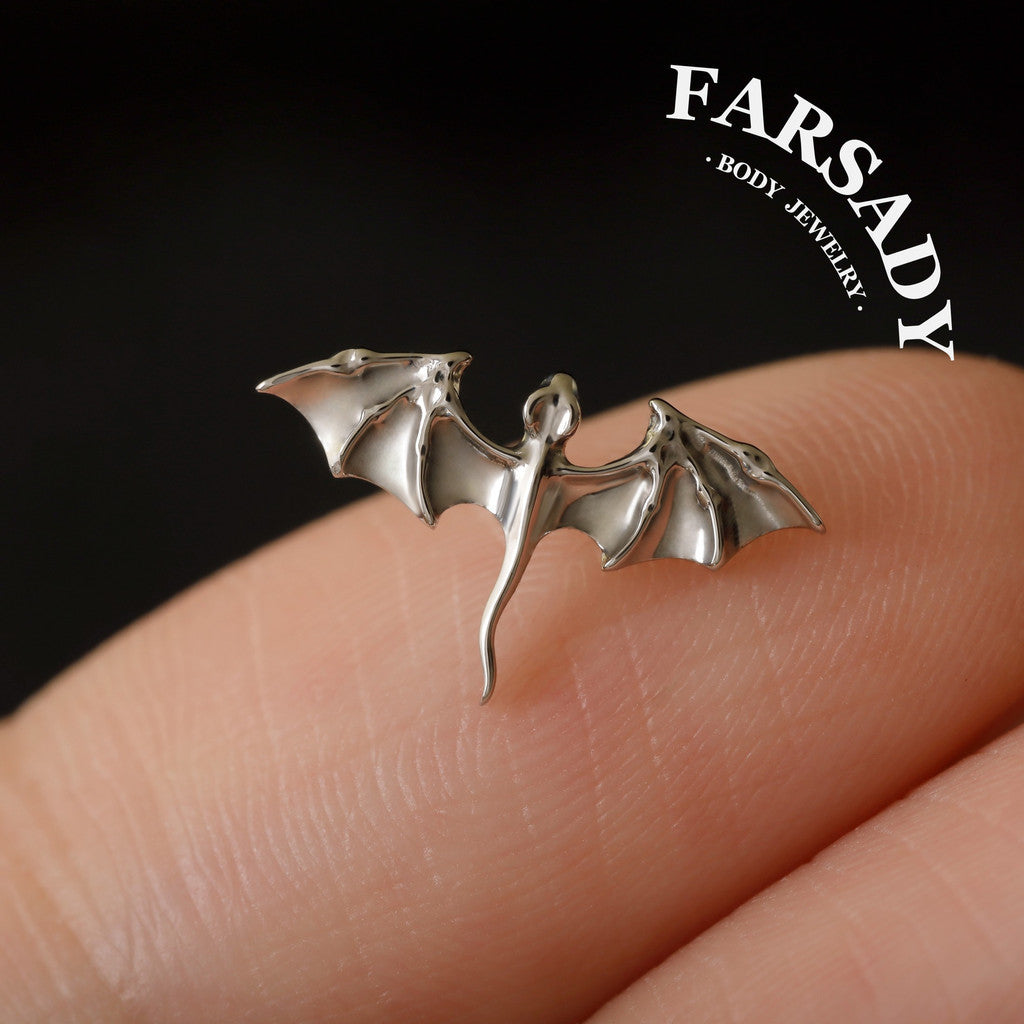 Titanium Flying Dragon Threadless Push In Helix Stud, Hypoallergenic Flat Back Tragus Piercing Jewelry, 16G/18G/20G Cartilage Studs