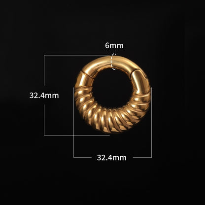 2G 6mm Stretchered Earlobe Circle Ear Gauge Weights Easy Clasp Hanger Style Heavy Steel Plug Piercing Earrings