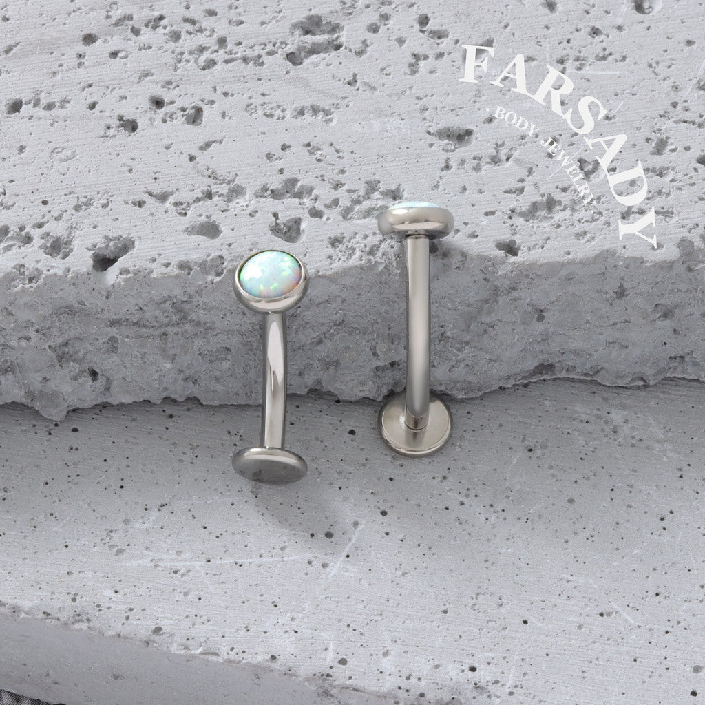 Prismatic Opal Dot - F136 Titanium Internally Threaded Belly Button Ring / Fits 14G Navel Piercing