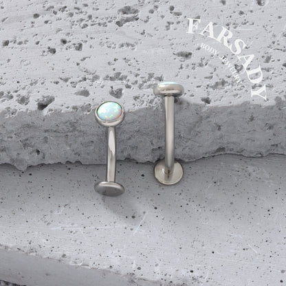 Prismatic Opal Dot - F136 Titanium Internally Threaded Belly Button Ring / Fits 14G Navel Piercing