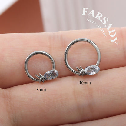 Spike Bloom - F136 Titanium Hinged Clicker Hoop / Fits 16G Septum Ring Helix Conch Cartilage Earring