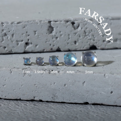Selene Orb - F136 Titanium Natural Moonstone Replacement Tops / Fits Internal Thread Ear Studs