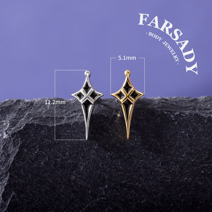 Noir Pole - 925 Silver Threadless Stud / Fits Cartilage Helix Tragus Lobe Nostril Piercing