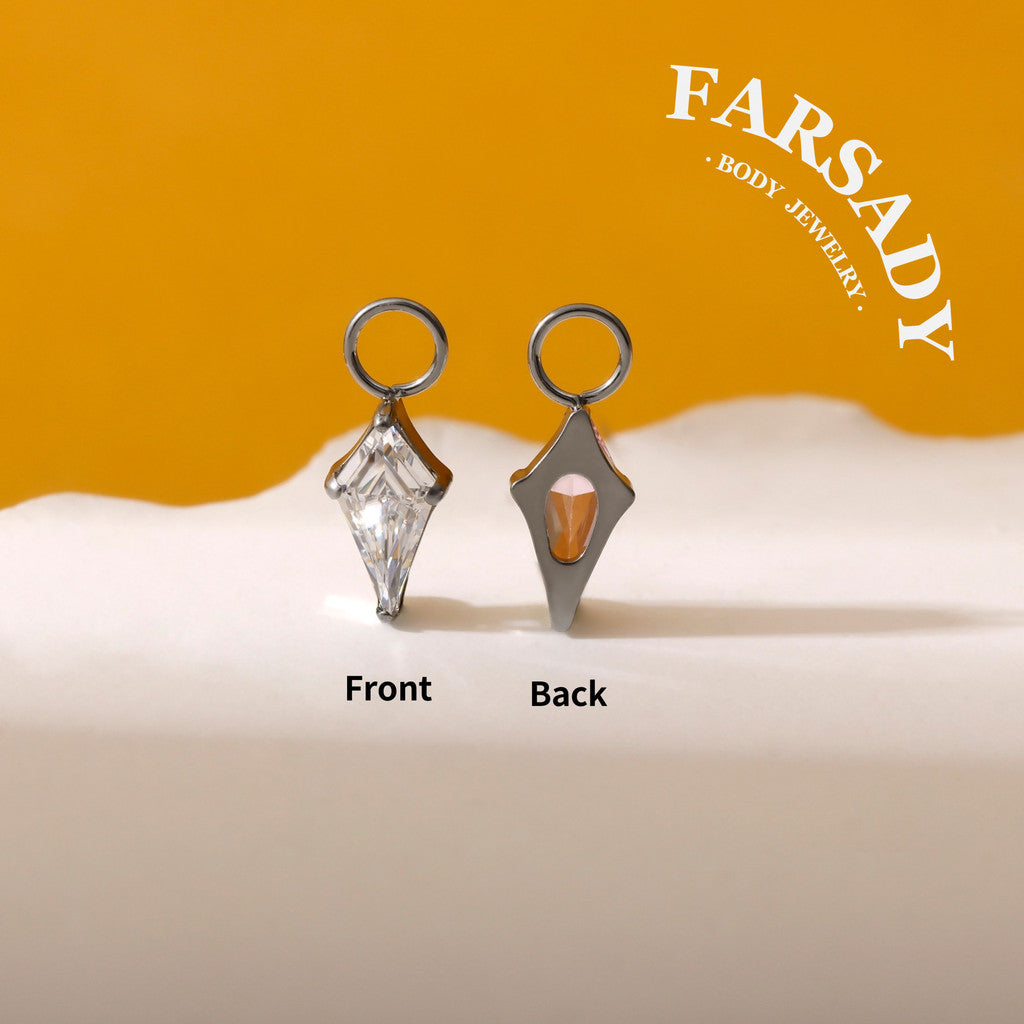 Arrow Prism - F136 Titanium Colorful CZ Dangle Charm / Interchangeable Hoop Earring Pendant for Helix Daith Cartilage Piercing