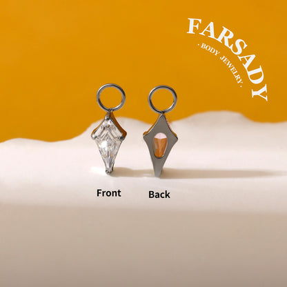 Arrow Prism - F136 Titanium Colorful CZ Dangle Charm / Interchangeable Hoop Earring Pendant for Helix Daith Cartilage Piercing