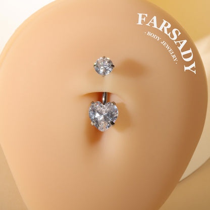Star & Heart Tandem - F136 Titanium Internally Threaded Belly Button Ring / Fits 14G Navel Piercing