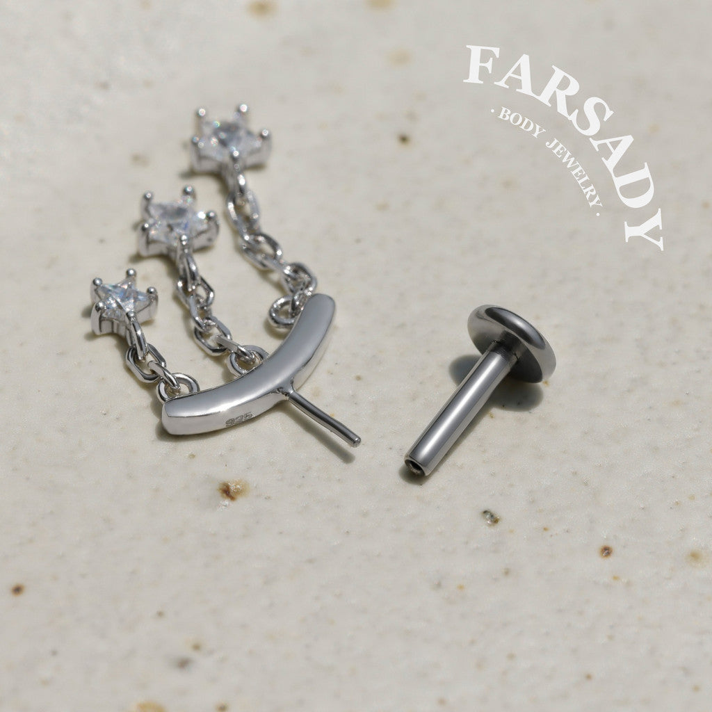 Trine Stellar - Sterling Silver Push In Stud