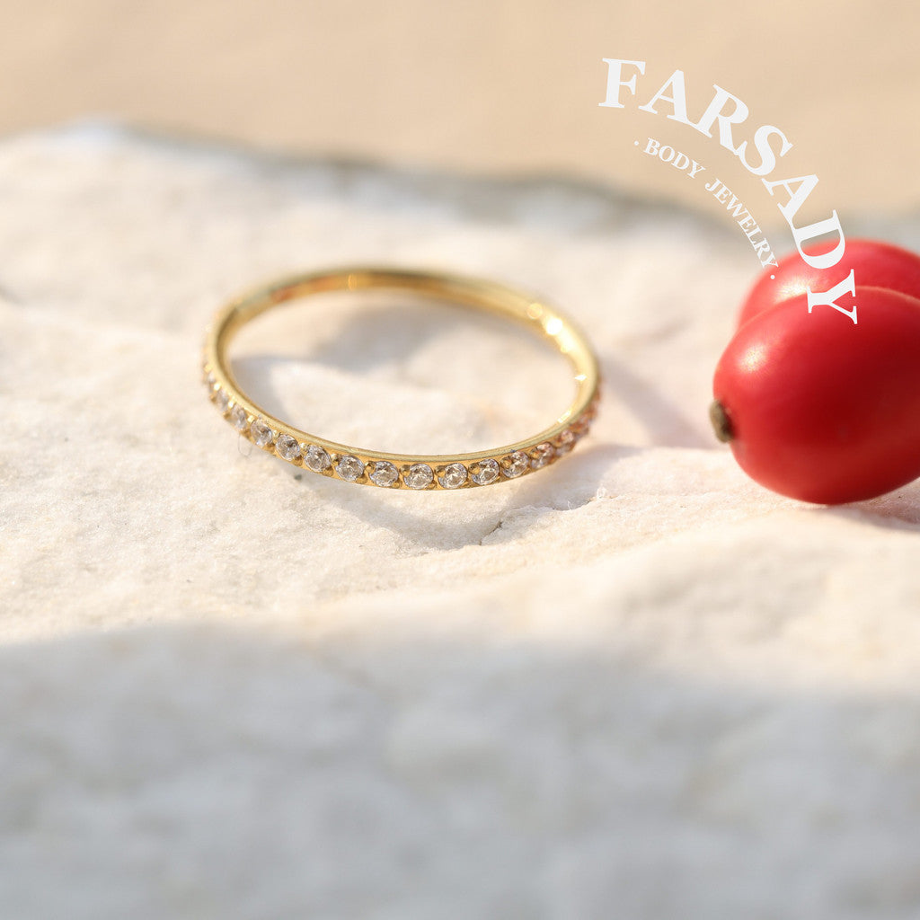 18G Titanium Hinged Nose Ring, 5A Synthetic CZ Fully Paved, Hypoallergenic Piercing Jewelry, Wedding Daily Wear, Helix Conch Ring 6/8/10/12mm