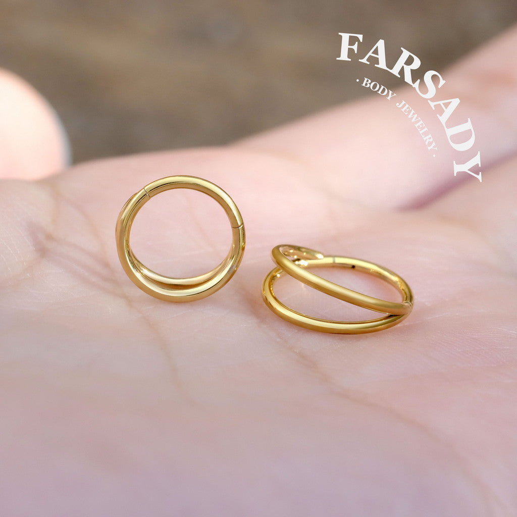 18G Titanium Double Line Nose Ring Hinged Nose Clicker Nostril Jewelry Clip On Nose Ring 1.0*8mm 1.0*10mm Daily Wear Gift Packaged Piercing for Women
