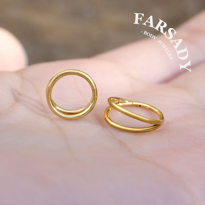 18G Titanium Double Line Nose Ring Hinged Nose Clicker Nostril Jewelry Clip On Nose Ring 1.0*8mm 1.0*10mm Daily Wear Gift Packaged Piercing for Women