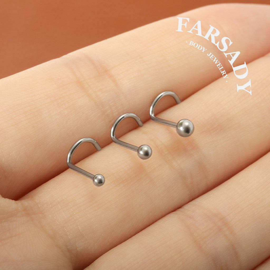 Tiny Dew Sphere - F136 Titanium Screw End Stud / Fit 18G 20G Nose Ring