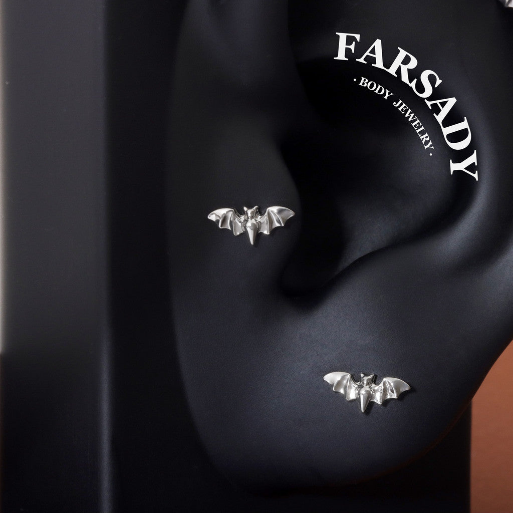 Nocturne Wing - F136 Titanium Internally Threaded Stud / Fits Cartilage Helix Tragus Lobe Nostril Piercing