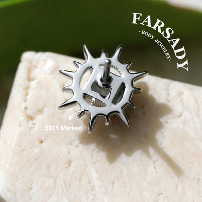 Spike Lumina - 925 Silver Threadless Stud / Fits Cartilage Helix Tragus Lobe Piercing
