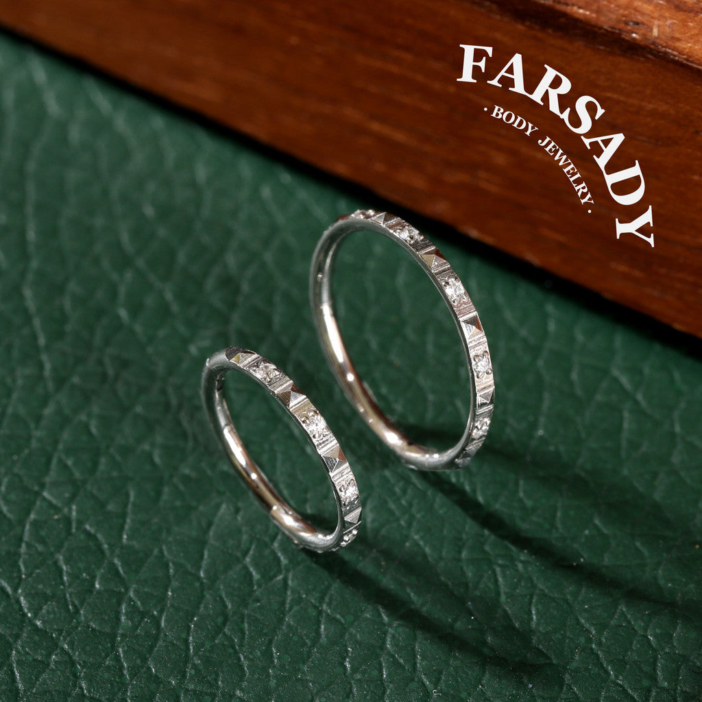Facet Rhythm - CZ Hinged Clicker Hoop / Fits 18G Nose Ring Helix Conch Cartilage Earring