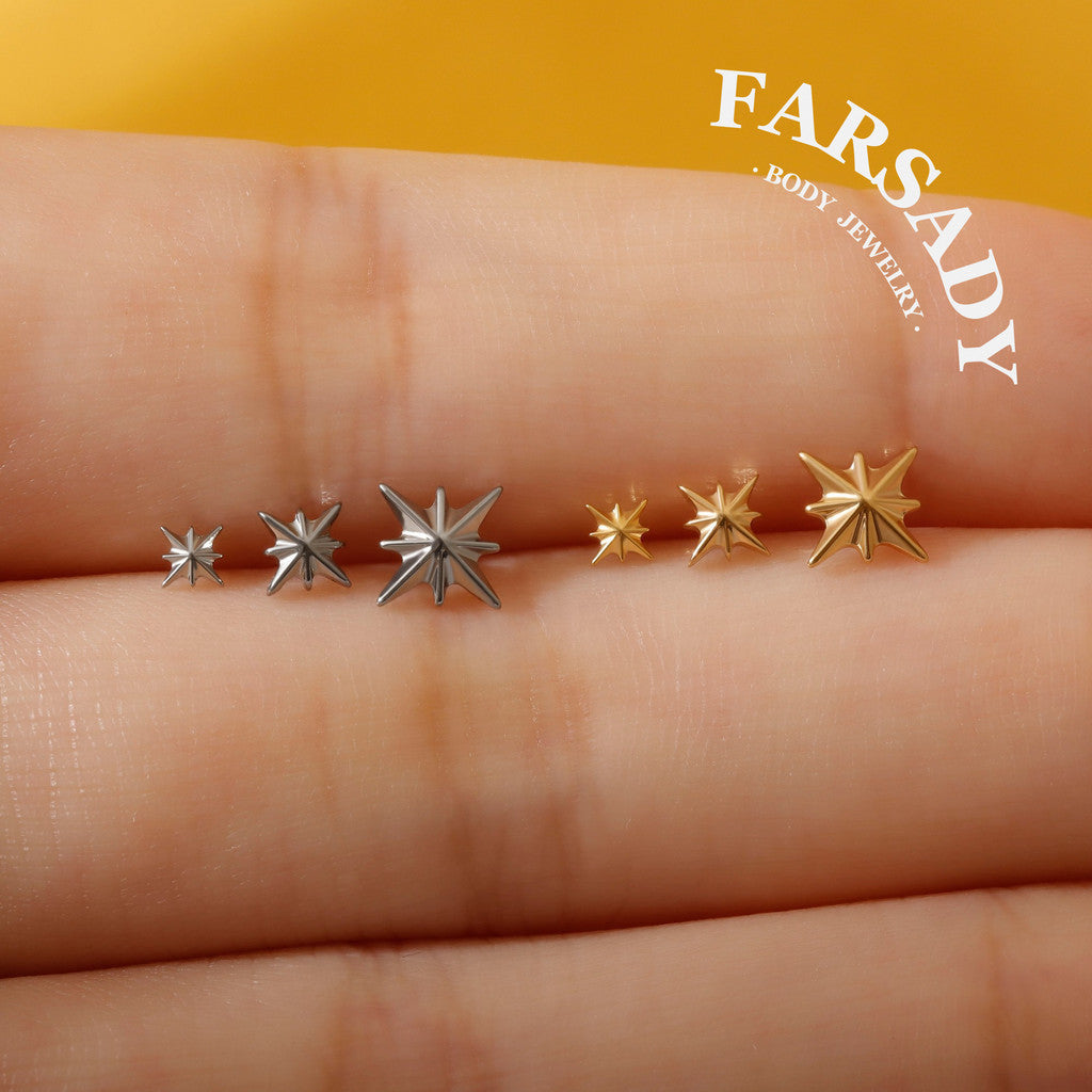 Octagram Lumen - F136 Titanium Replacement Tops / Fits Internal Thread Ear Studs